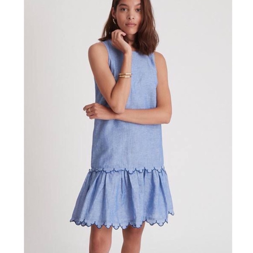 Final price Ann Taylor Blue Chambray Cotton Linen Blend Sleeveless Dress